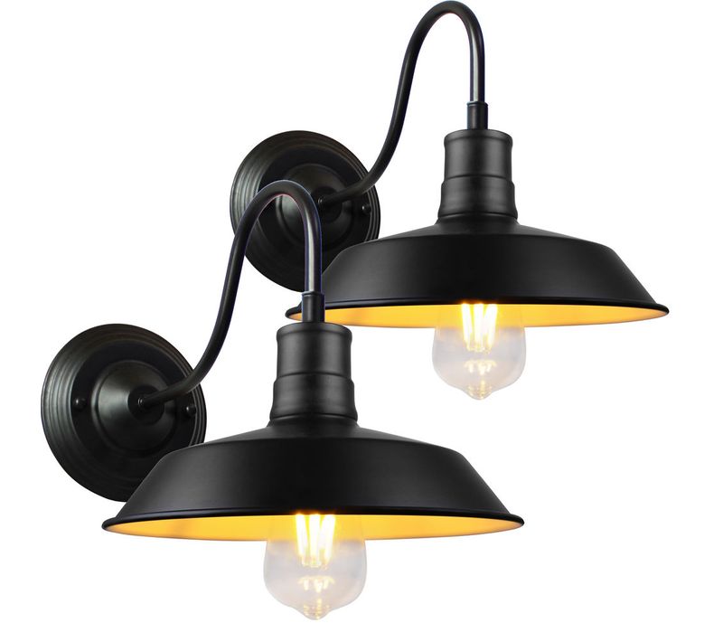2x Vintage Applique Murale Industrielle Lampe De Murale Interieur Pour Salon Chambre Noir Blanc