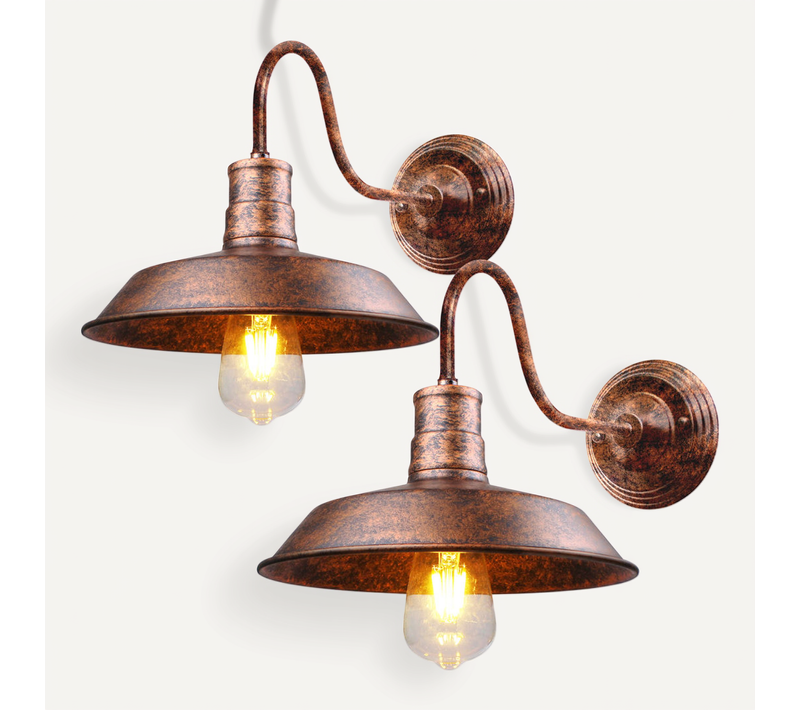 2pcs Vintage Applique Murale Industrielle Lampe De Murale Interieur Pour Salon Chambre Rouille