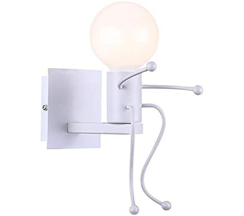 Moderne Applique Murale Poupée Petit Gens Fer Métal Pour Cuisine Restaurant Bar Chambre E27 Blanc