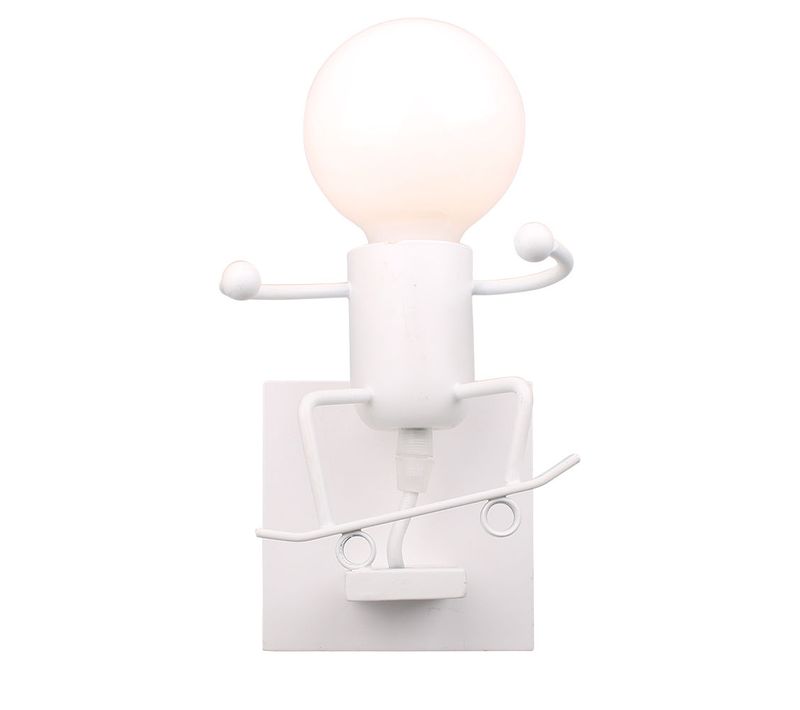 Applique Murale De Fer Petit Gens Lampe De Mur E27 Pour Chambre Cuisine Couloir Blanc