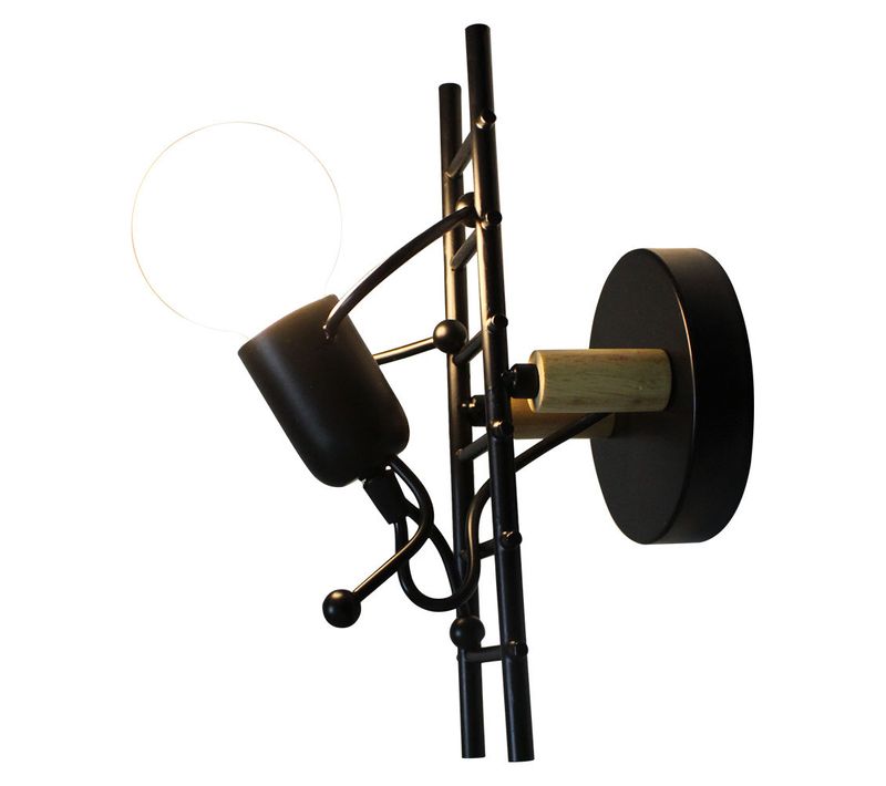 Applique Murale Fer Lampe Mur Escaliers E27 Luminaire Interieur Pour Couloir Salon Chambre Noir