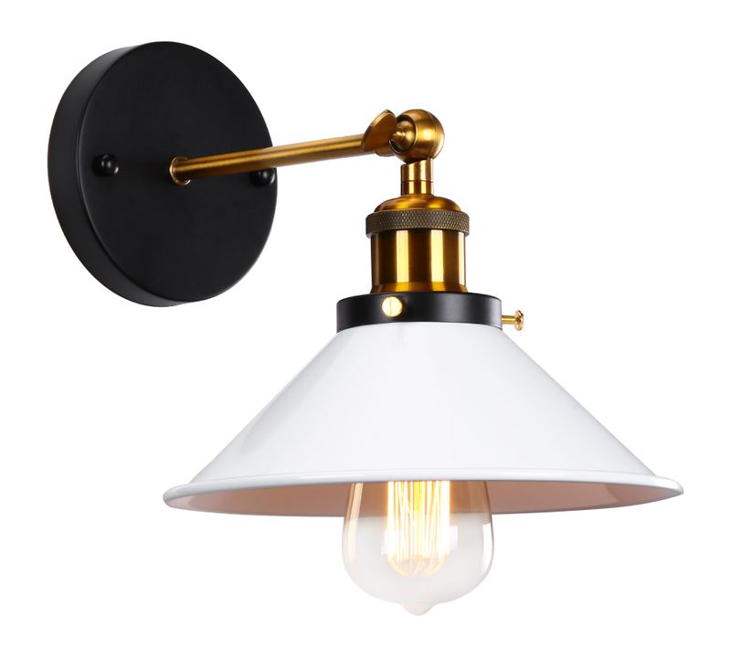 Applique Murale Industrielle Vintage Design Rétro Luminaire Métal Rotation à 180 Degrés Blanc
