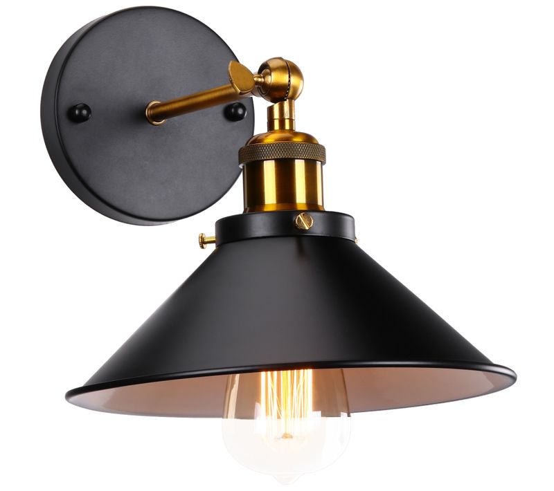 Applique Murale Industrielle Vintage Design Rétro Luminaire Métal Rotation à 180 Degrés Noir Blanc