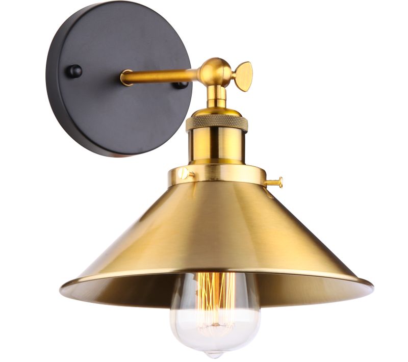 Applique Murale Industrielle Vintage Design Rétro Luminaire Métal Rotation à 180 Degrés Doré