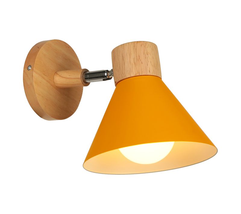 Appliques Murales Intérieur Réglable E27 Moderne Bois Pour Chambre Salon Couloir, Ø18cm Orange