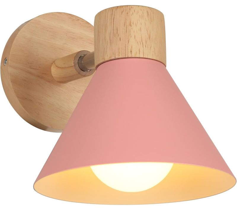 Appliques Murales Intérieur Réglable E27 Moderne Bois Pour Chambre Salon Couloir, Ø18cm Rose