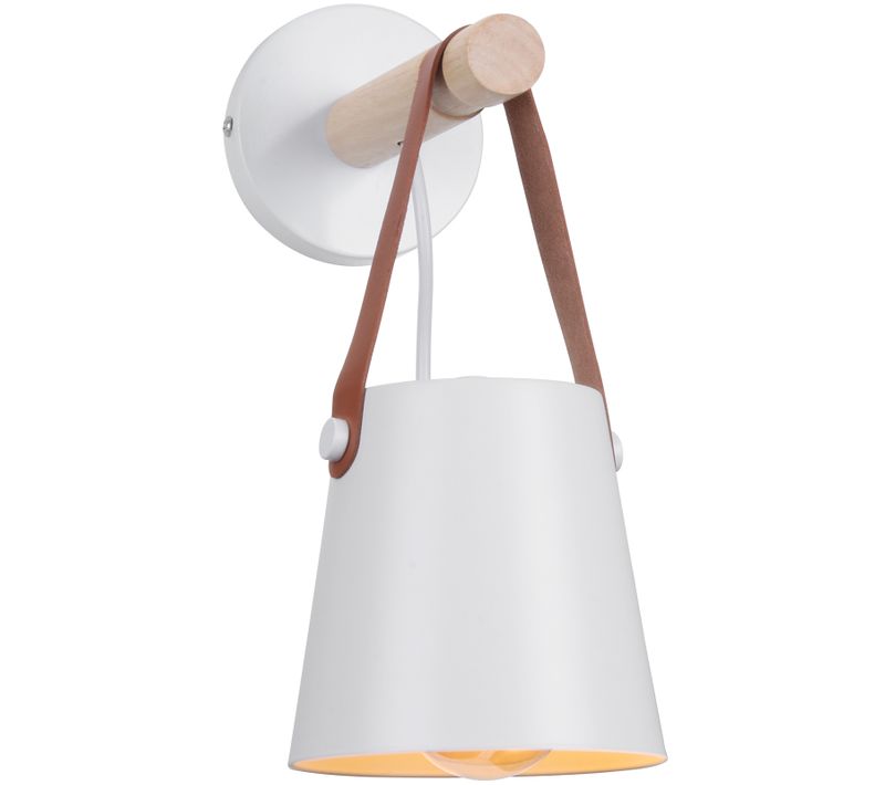 Applique Murale LED Industrielle Métal Bois Abat-jour Suspendu Ceinture E27 Chambre Salons,blanc