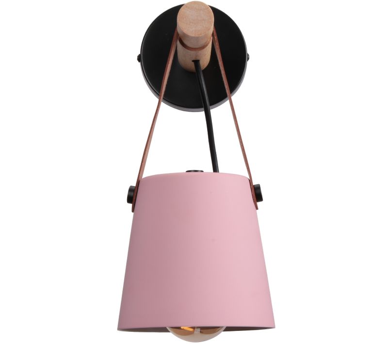 Applique Murale LED Industrielle Métal Bois Abat-jour Suspendu Ceinture E27 Chambre Salons,rose