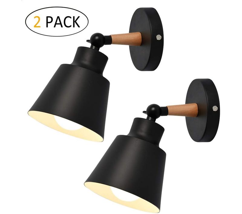 Applique Murale Industrielle En Métal Moderne Luminaires E27 Loft Lampe Angle Réglable - 2pcs Noir