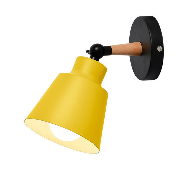 Applique Murale Luminaires E27 Edison Industrielle En Métal Lampe De Mur Salon Chambre Couloir Jaune