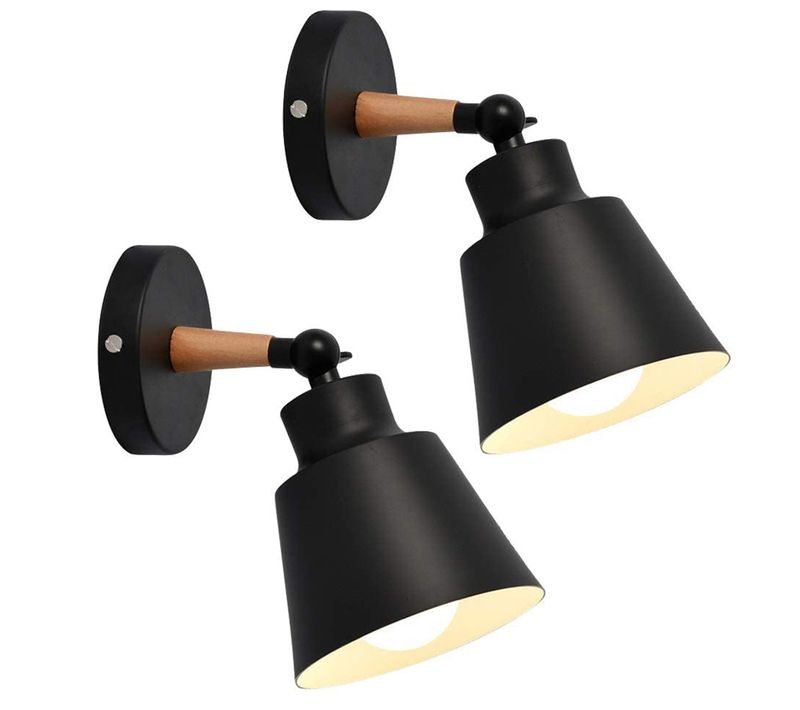 2pcs Applique Murale Industrielle Angle Réglable E27 Pour Couloir Salle à Manger Salon Chambre Noir