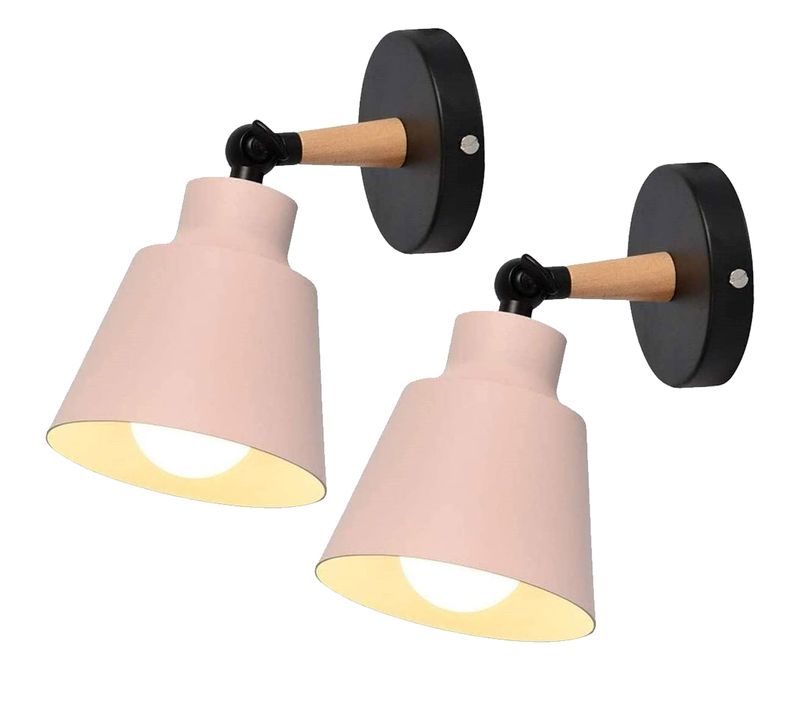 2pcs Applique Murale E27 Lampe De Murale Métal Pour Salon Chambre Couloir Rose Clair