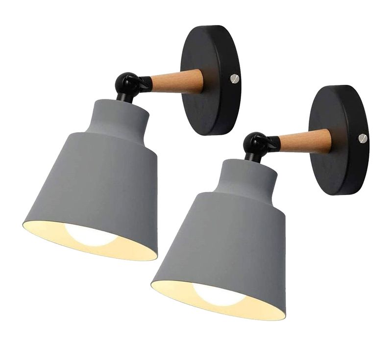 Lot De 2 Moderne Applique Murale Industrielle En Métal Luminaires E27 Edison Loft Lampe (gris)