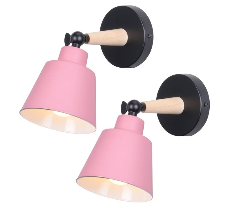 Lot De 2 Moderne Applique Murale Industrielle En Métal Luminaires E27 Edison Loft Lampe Rose Foncé