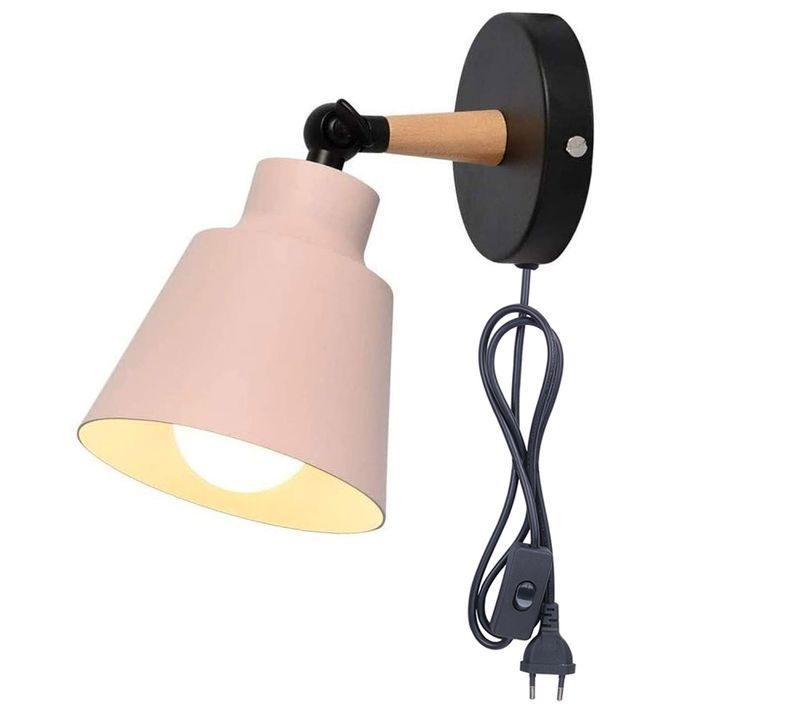 Applique Murale Intérieure Réglable Luminaire Design Vintage Industriel Métal Bois Rose