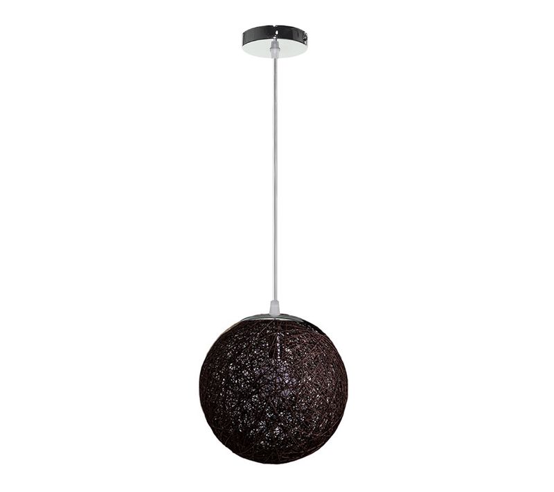 Noir Suspension Luminaire En Rotin Globe Rond 15cm Lustre Abat-jour Diy Lampe Plafond E27