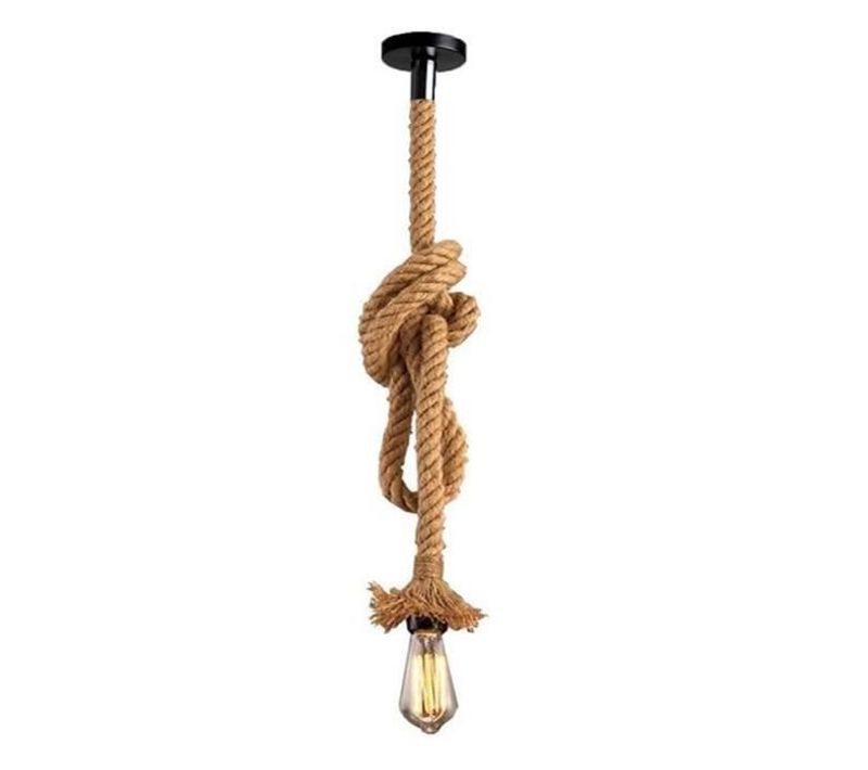 Suspension Vintage En Corde De Chanvre 2m Lustre Industriel E27 Pour Restaurant Bar Cafe