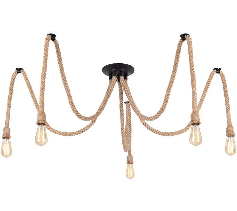 Lustre Suspension E27 Plafonnier Industrielle Ajustable 5 Llights Pour Restaurant Barre Café 2m