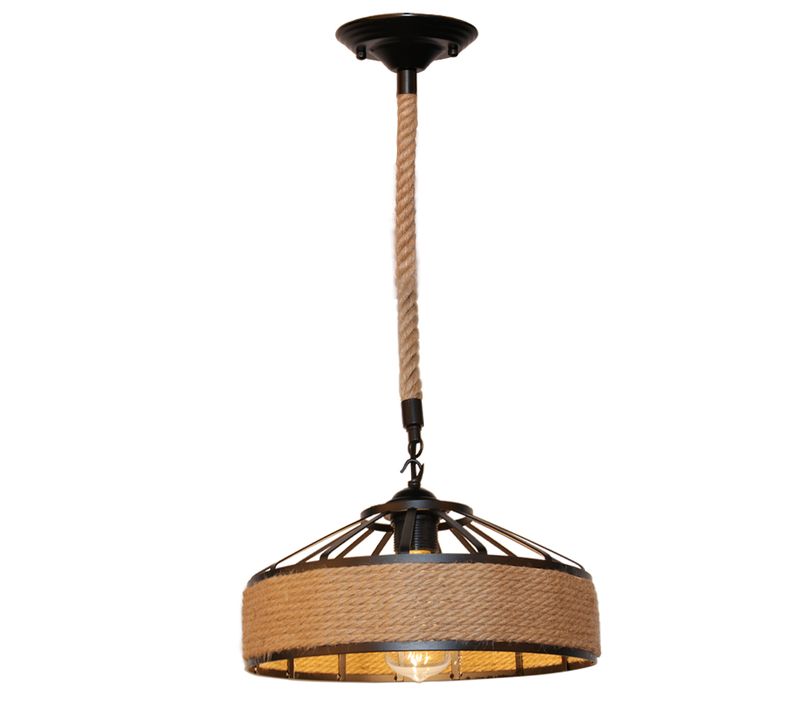 Suspension Industriel 30cm Lustre Retro Corde De Chanvre Décoration Pour Salon Cuisine Chambre