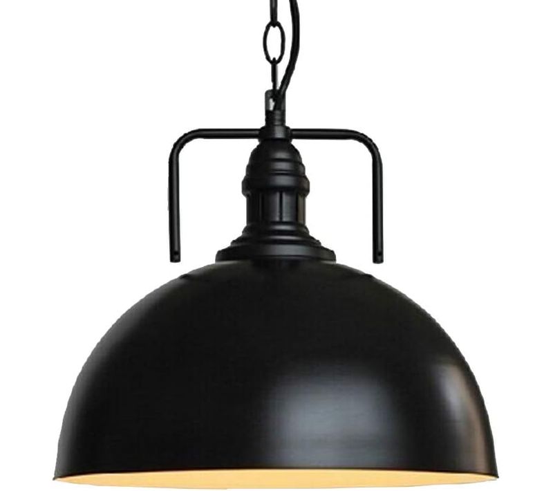 Suspension Industrial Métal E27 Lustre Retro 30cm Pour Salon Cuisine Bar Noir