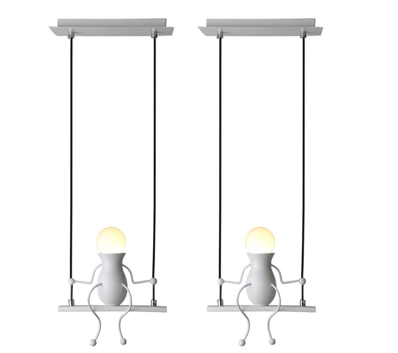 2 Pack Suspension Moderne Chambre E27 Lustre Créative Balançoire Pour Salon Cuisine Bar Blanc