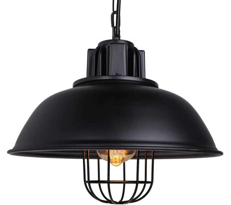 Suspension Industrielle 33cm Lustre Vintage Abat-jour Métal E27 Pour Salon Cuisine Chambre Noir