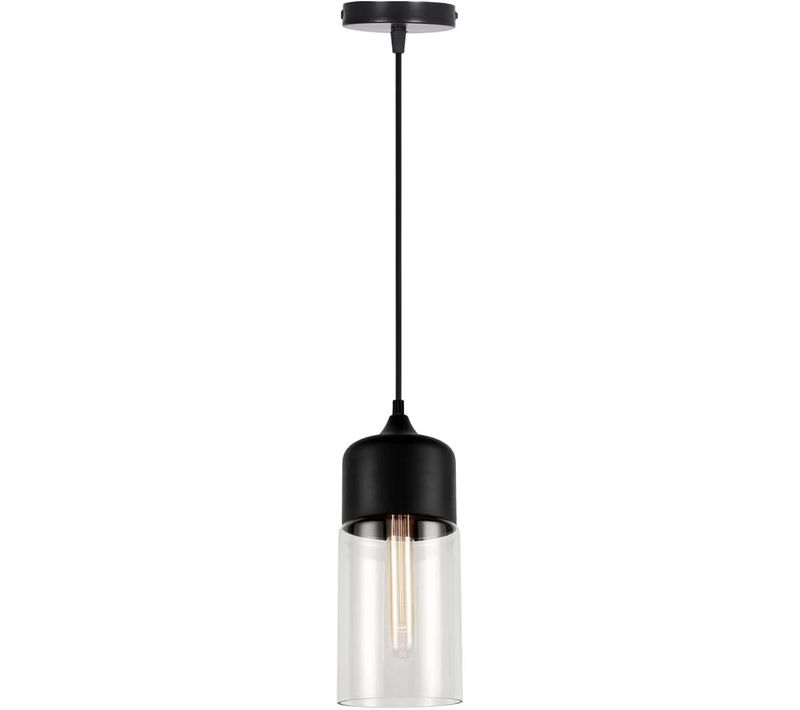 Moderne Suspension En Verre E27 Lustre Hauteur Réglable Pour Salon Cuisine Chambre Noir