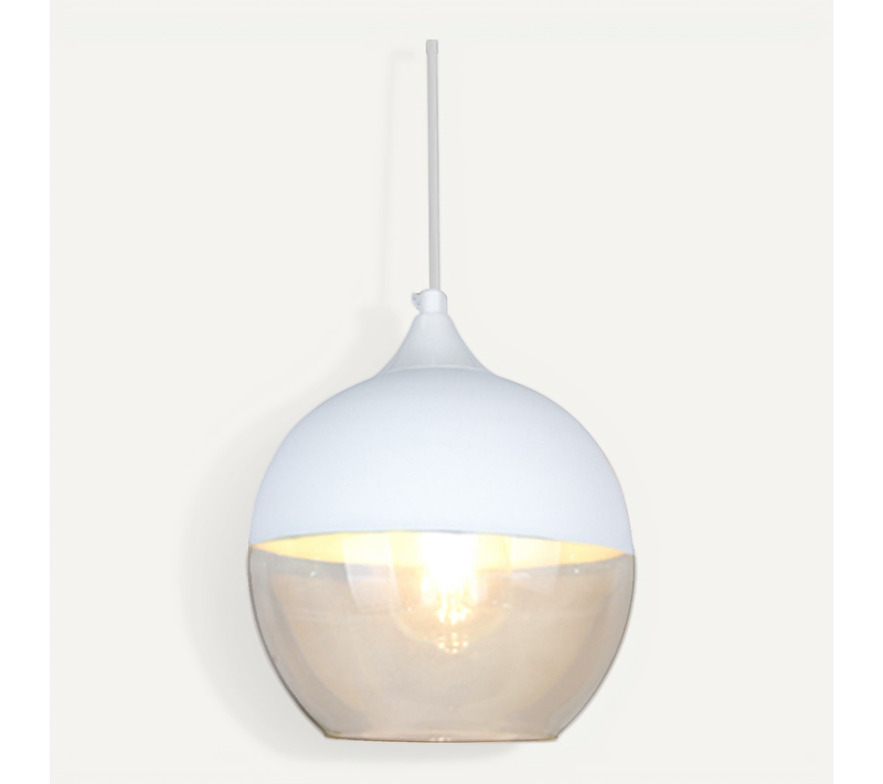 Suspension Moderne En Verre E27 Lustre Rond Ajustable Pour Salon Cuisine Chambre Blanc