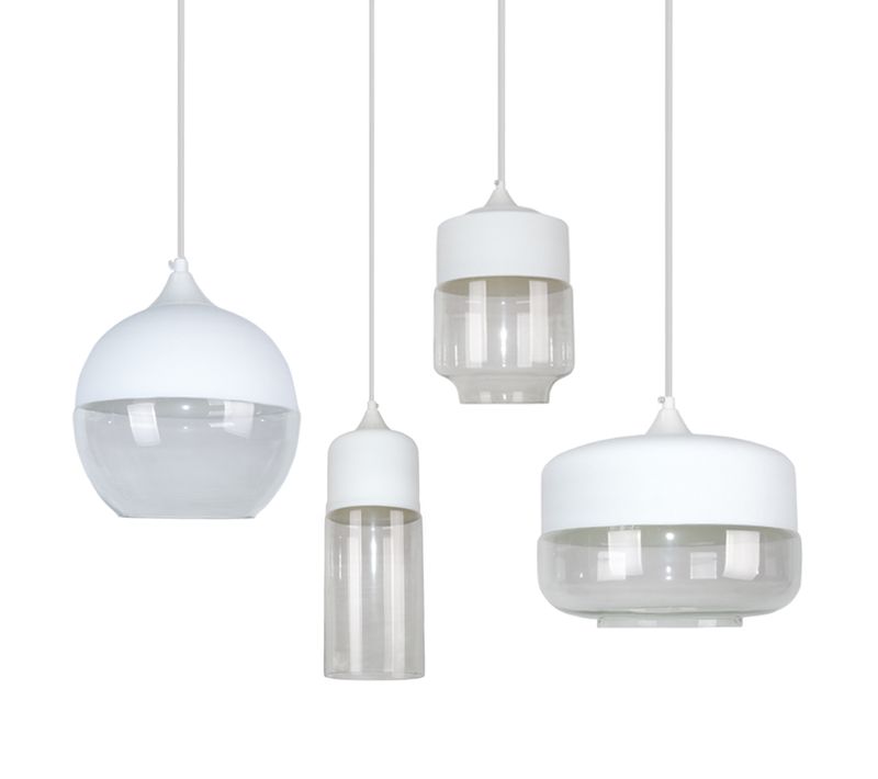 Lot De 4 Suspension Moderne Lustre Abat-jour En Verre E27 Pour Salle Chambre Salon Bar Blanc