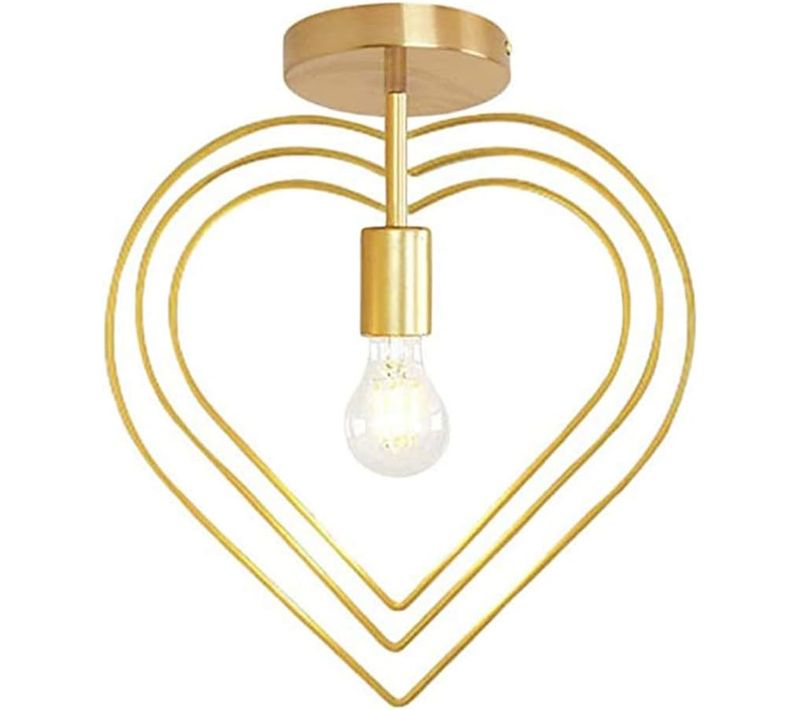 Plafonnier Intérieur Moderne E27 Lampe De Plafond Créative Forme De Coeur Pour Chambre Couloir Or
