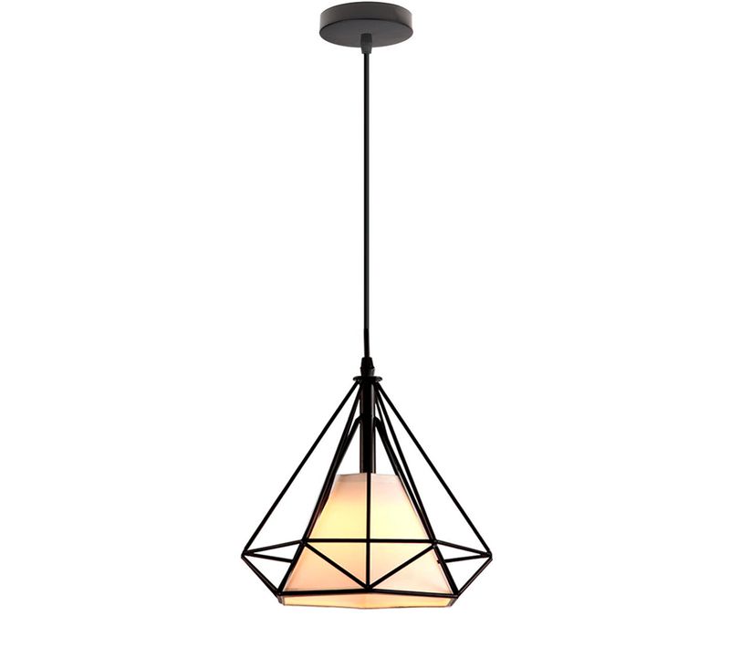 Vintage Suspension Industrielle Cage 25cm E27 Lustre Luminaire Pour Cuisine Salon Chambre Noir