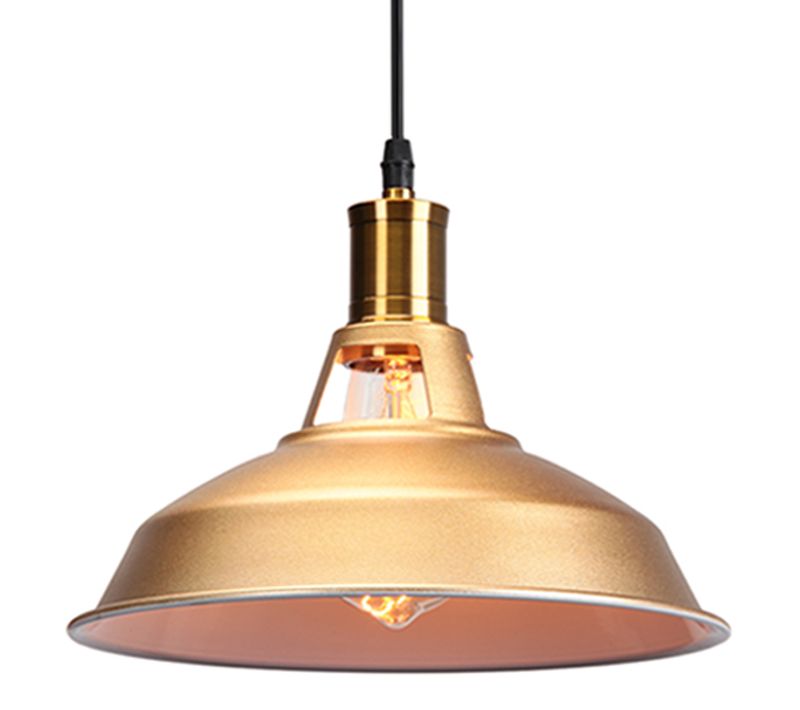 Suspension Industrielle Vintage E27 Lustre Abat-jour Retro Pour Cuisine Salle Salon Chambre Doré