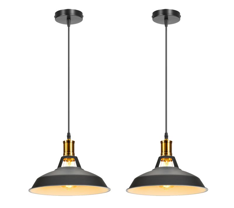 2 Pack Suspension Industrielle E27 Lustre Rétro Corde Ajustable Pour Cuisine Salon Chambre Noir