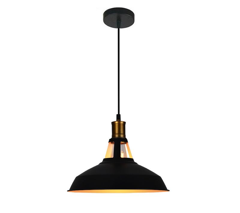 Lustre Suspension Industrielle Vintage Plafonnier Abat-jour Pour Cuisine Salon Chambre Noir Blanc