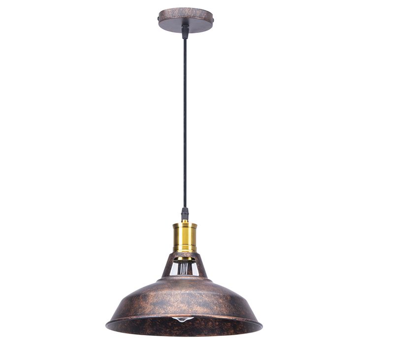 Lustre Suspension Industrielle Vintage E27 Plafonnier Abat-jour Pour Cuisine Salon Chambre Rouille