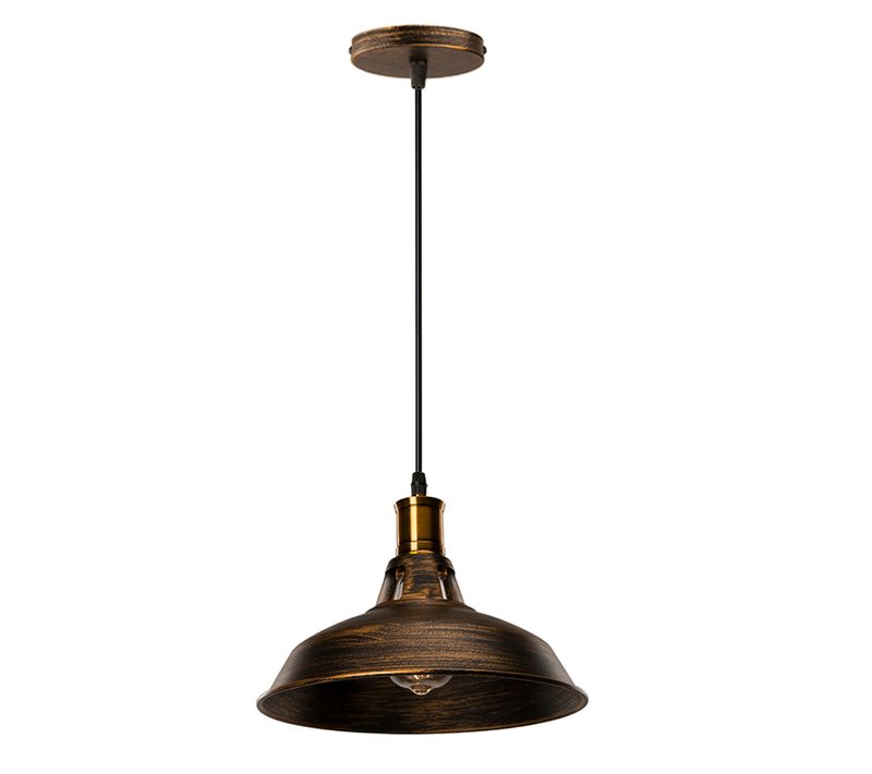 Lustre Suspension Industrielle Vintage E27 Plafonnier Abat-jour Pour Cuisine Salon Chambre Laiton