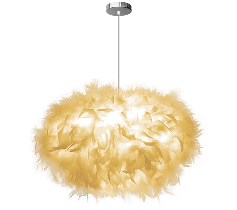 Suspension En Plumes E27 Lustre 45cm Pour Cuisine Salon Chambre Blanc