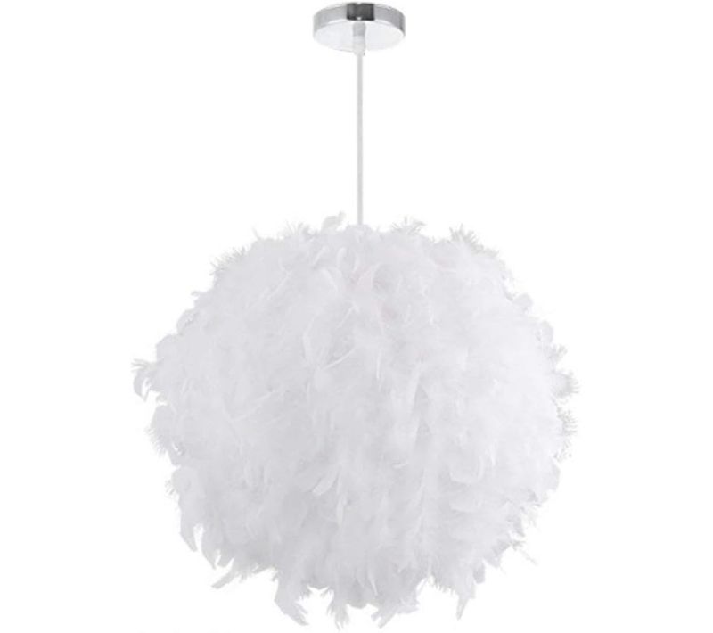 Lustre Suspension Plumes E27 Plafonnier Pour Cuisine Salon Chambre Blanc