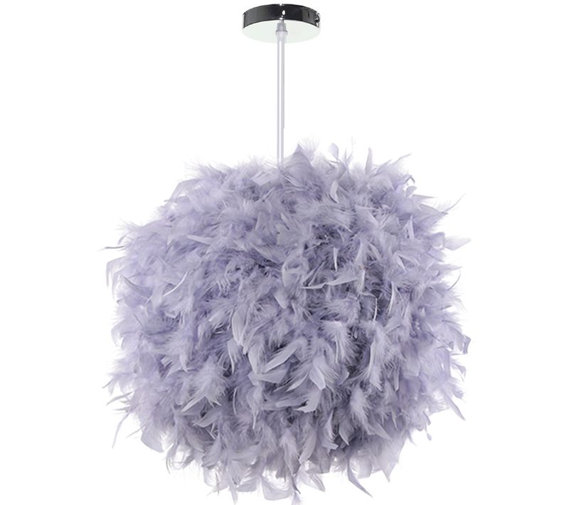Lustre Suspension Plumes E27 Plafonnier Pour Cuisine Salon Chambre Gris