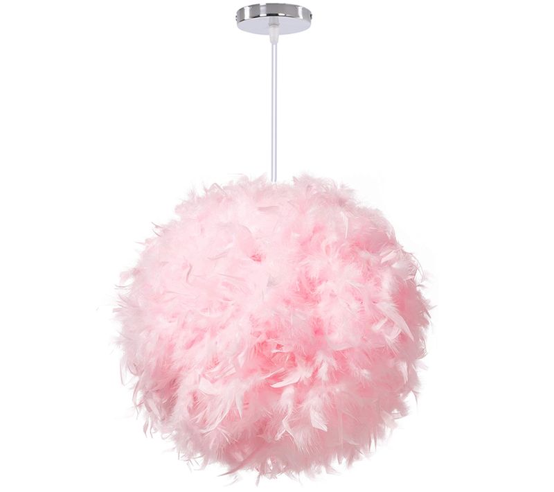 Lustre Suspension Plumes E27 Plafonnier Pour Cuisine Salon Chambre Rose