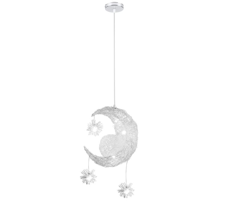 Suspension Lune Étoiles LED Lustre Moderne Avec 5 Ampoules Lumière Blanche Froid