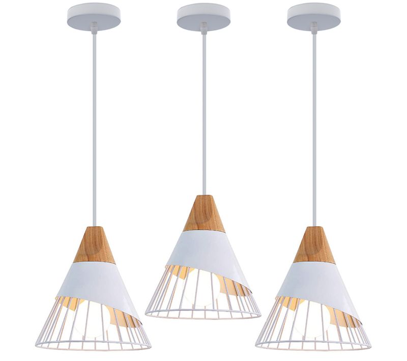 Lot De 3 Suspension Moderne E27 Lustre Industrielle Pour Salon Cuisine Chambre Blanc