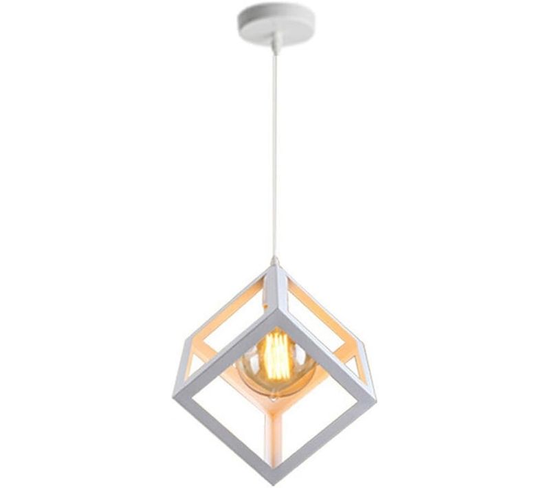 Lustre Suspension Moderne Cube Eclairage De Plafond E27 Pour Salon Cuisine Chambre Blanc