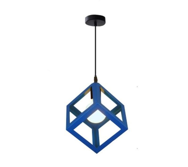 Lustre Suspension Moderne Cube Eclairage De Plafond E27 Pour Salon Cuisine Chambre Bleu