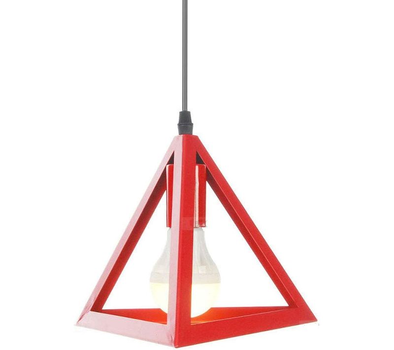 Lustre Suspension Moderne Triangle E27 Eclairage De Plafond Pour Salon Cuisine Chambre Rouge