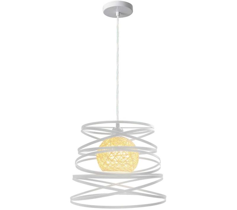 Suspension Industrielle E27 Eclairage Plafond Vintage 30cm Lustre  Pour Cuisine Salon Chambre Blanc
