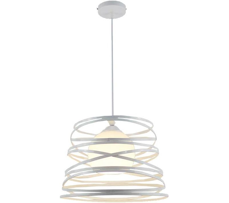 Lustre Suspension Industrielle Ressort 30cm Eclairage De Plafond Pour Salon Salle Chambre Blanc