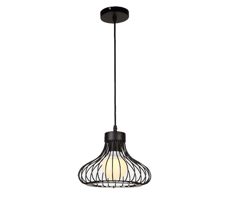 Suspension Industriel E27 Lustre Cage Metal Pour Cuisine Salon Chambre Noir