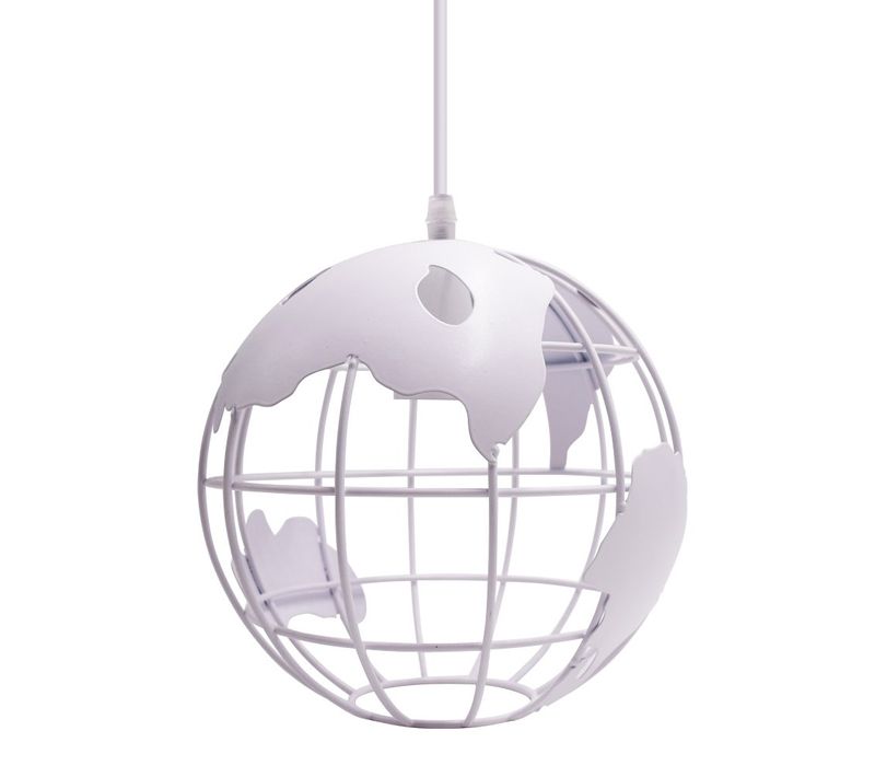 Suspension Industrielle Moderne Globe E27 Lampe De Plafond Métal Pour Cuisine Salon Chambre Blanc