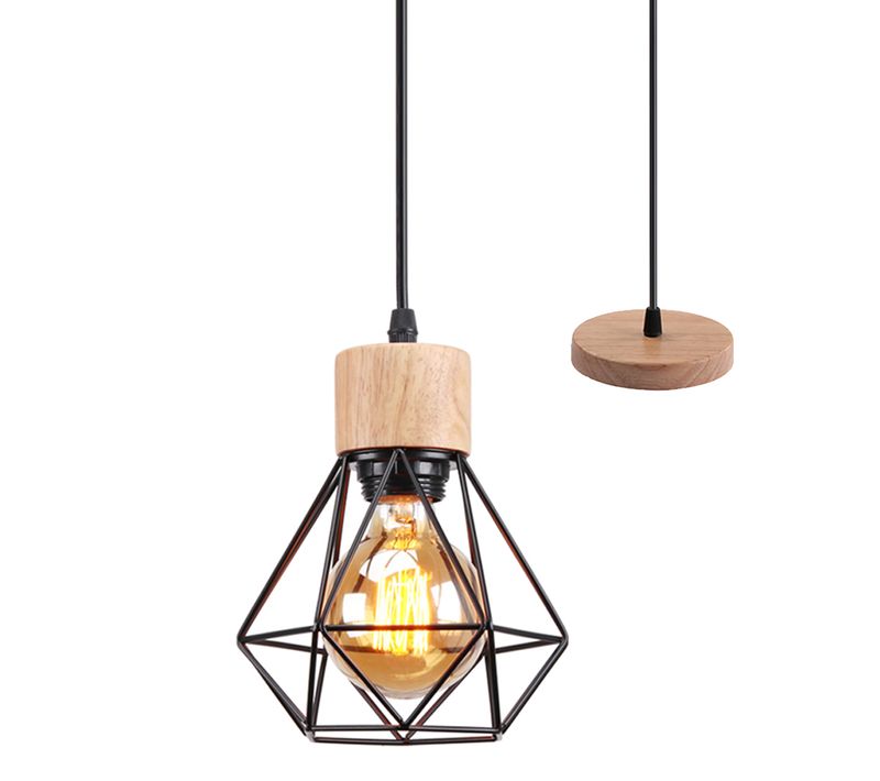 Lustre Suspension Industriel Vintage Plafonnier Interieur Pour Salon Chambre Cuisine Noir
